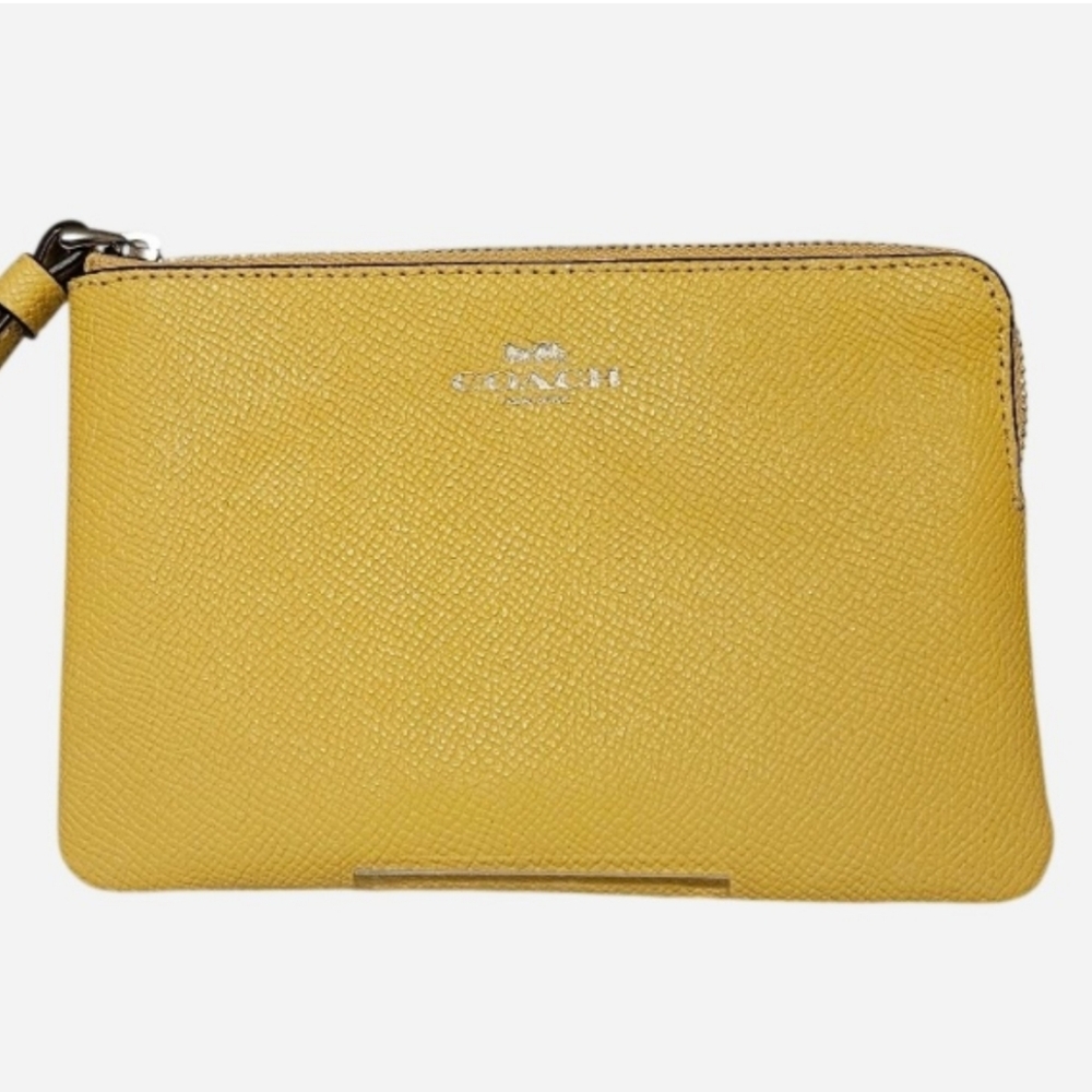Coach Yellow Leather Zip Wristlet Clutch